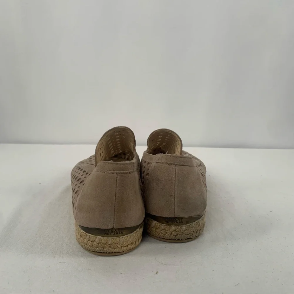 Stuart Weitzman Suede Lasercut‎ Accents Espadrilles Shoes in Taupe Size 7.5